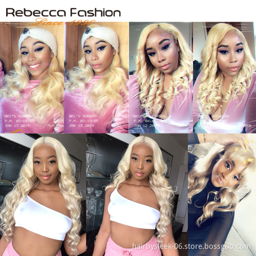 Rebecca wholesale 10A 613 Blonde Bundles Brazilian Body Wave Remy virgin Human Hair machine double weft human hair extension